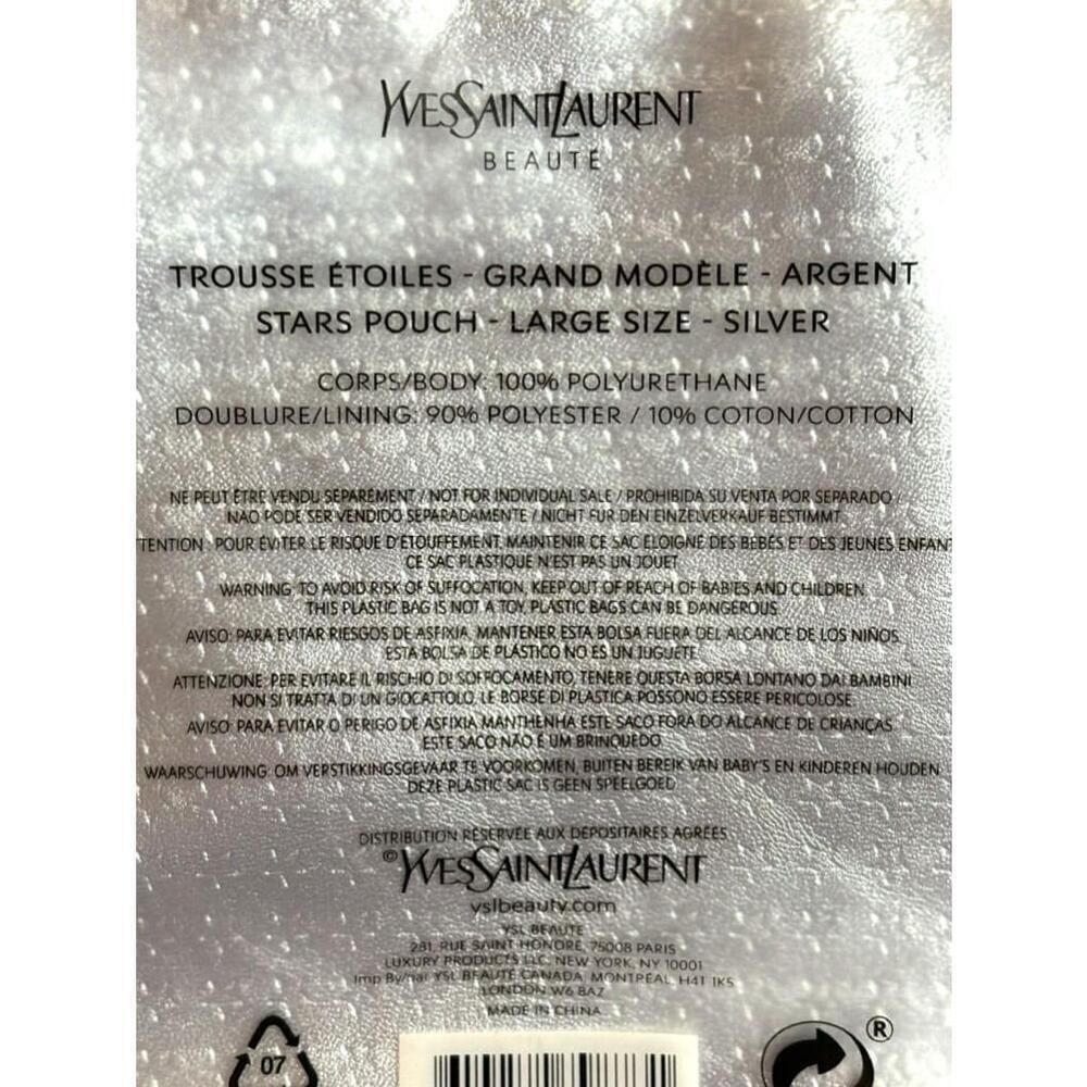YSL Yves Saint Laurent Beaute Silver “Stars" Cosmetics/Travel Pouch Large NWT - Picture 10 of 12